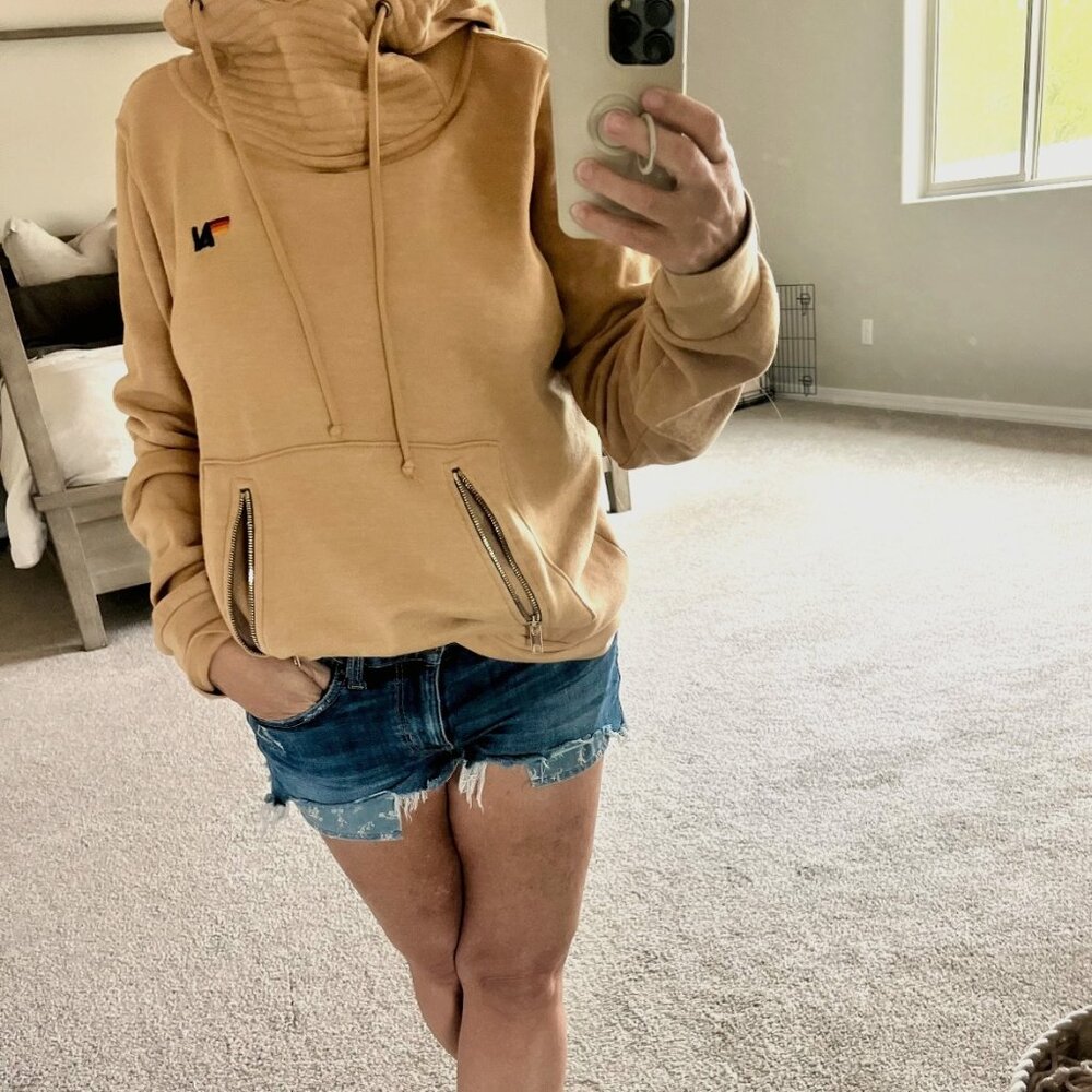 Aviator Nation Ninja Hoodie – RARE Light Khaki, Size S, Gently Worn